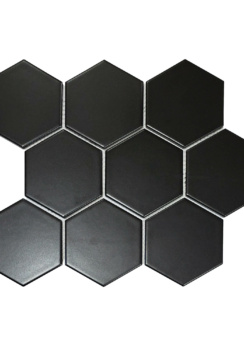 4in Hexagon Mosaic Tiles in Matte Black from FFCarpetOne