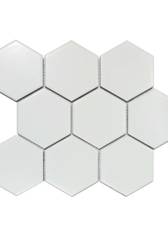 4in Hexagon Matte Mosaic White Tiles from FFCarpetOne