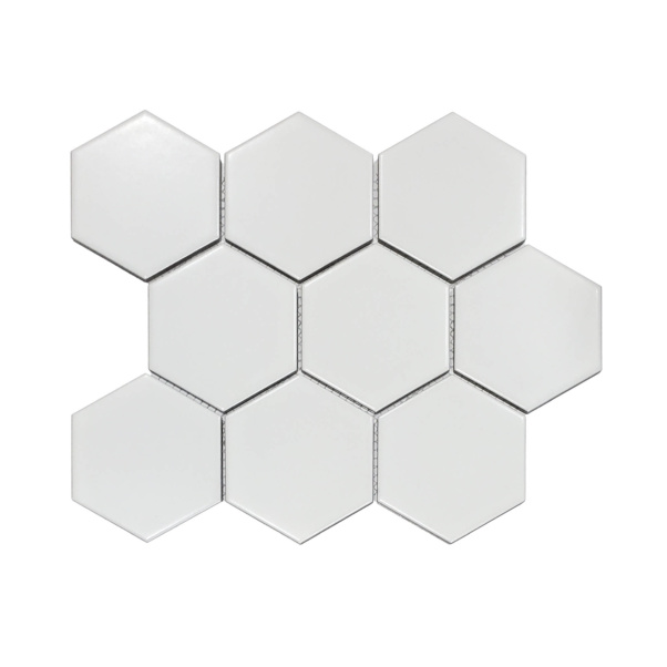 4in Hexagon Matte Mosaic White Tiles from FFCarpetOne