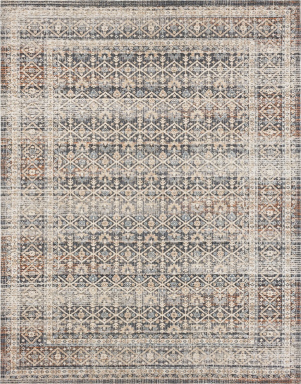 Traditional area rug with subtle distressed accents in grey