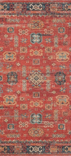 Traditional area rug in red ornamental design