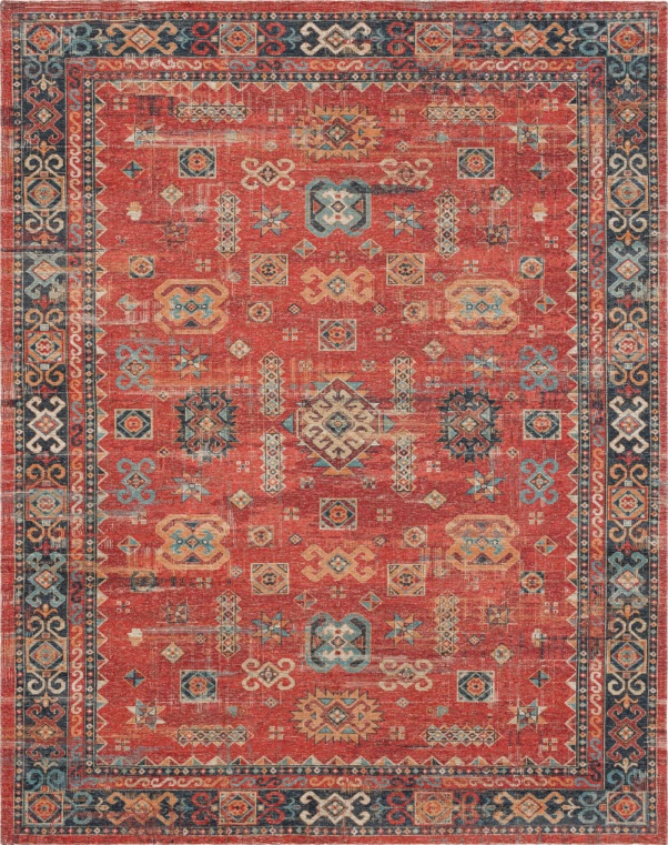Traditional area rug in red ornamental design
