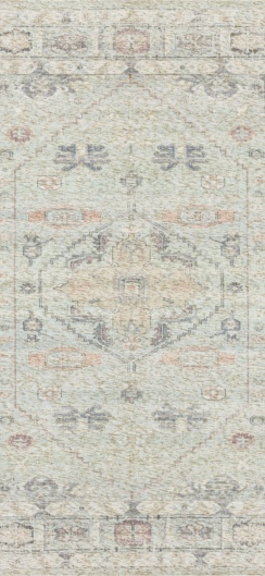 Traditional area rug in ornamental soft teal design